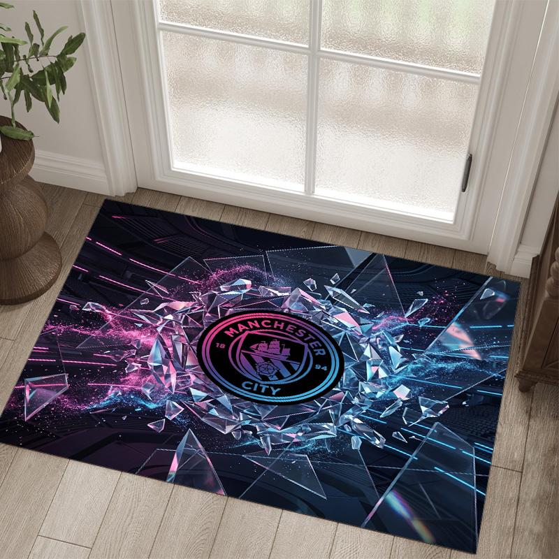 Manchester City Design Crystal Velvet Carpet Cozy Non?Slip Printed Rug For Bedroom Living Room Entrance