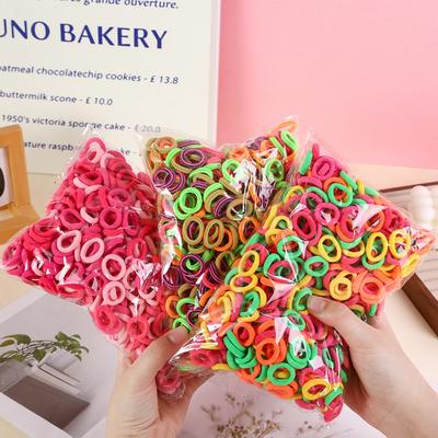 500 Stück Kleine Bunte Gummi-Haargummis Mädchen Kinder Basis Nylon Zopfhalter Scrunchie Elastische Kopfbedeckung Krawatten Zubehör