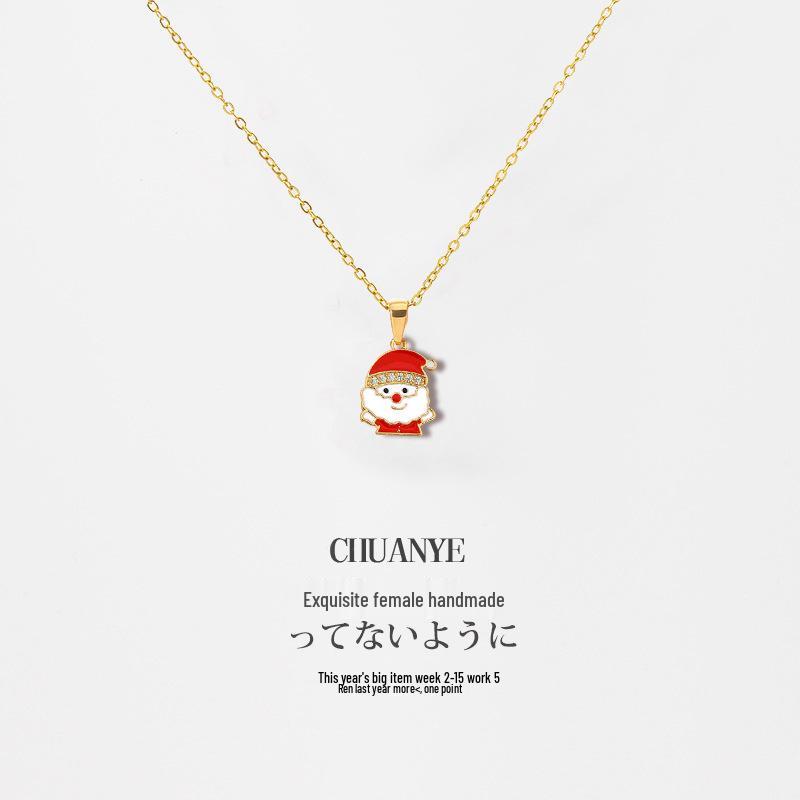 High-End Non-Fading Titanium Steel Santa Necklace for Women - Versatile European and American Design