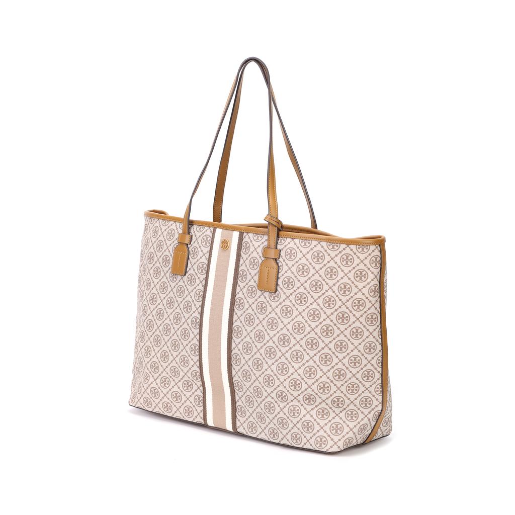 Tory Burch Tb T Monogram All Over Print Commuter Large Capacity Coated Canvas Tote Bag Women Tote Brown 81964-203