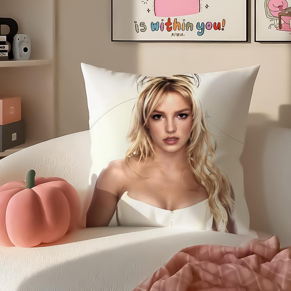 Pop Superstar BBritney Spears Cushion Cover Pillowcase Short Plush Invisible Zipper Room Sofa Cushion Cover