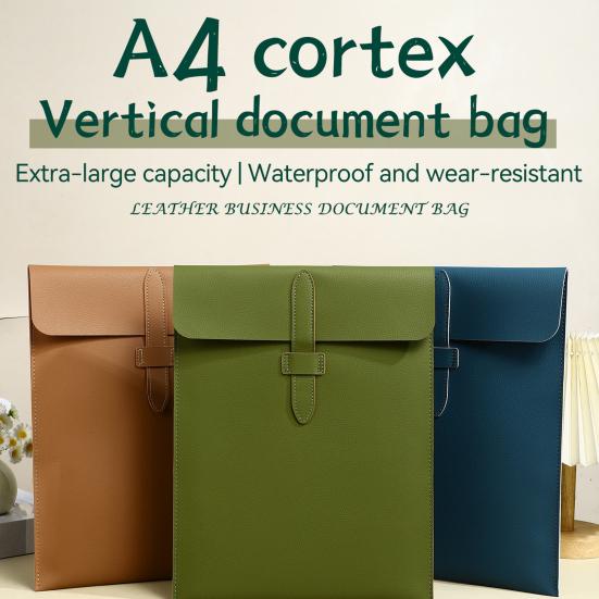 Document Bag Faux Leather Lightweight Portable Document Storage Organizer Scratch-Resistant Waterproof Document Case