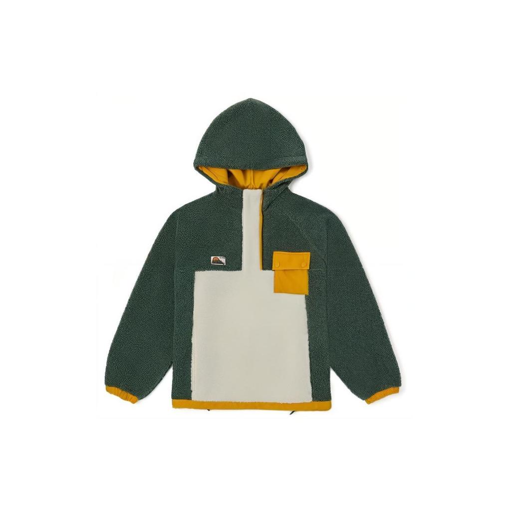 Vans Patchwork Hooded Pullover Sweatshirt Women Tops Green VN0A7YGXYQW