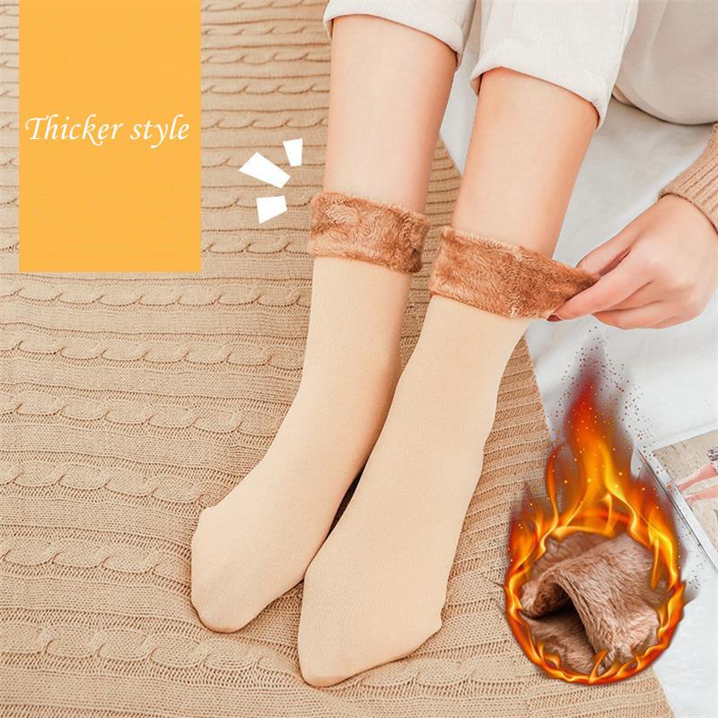 Women/Men Winter Warm Thicken Thermal Wool Cashmere Snow Black Skin Seamless Sock Velvet Soft Boots Floor Sleeping Socks