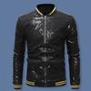 Men Sequin Jacket Stand Collar Shiny Long Sleeves Slim Fit Zipper Closure Cardigan Mid Length Stage Show Dance Performance Coat