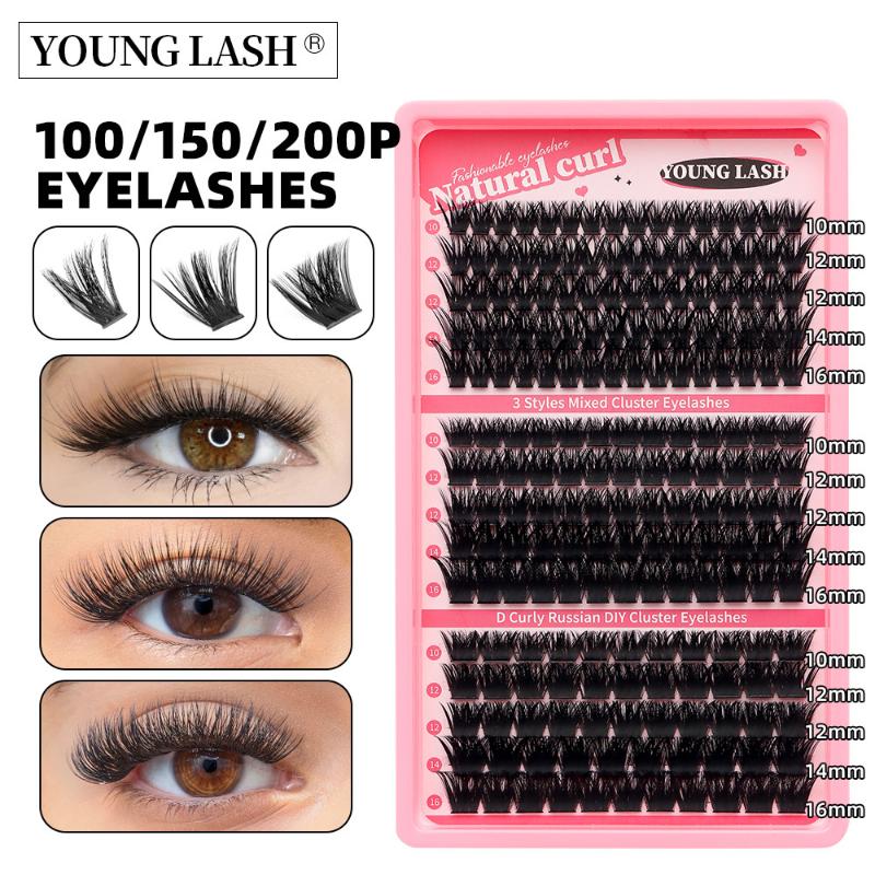Individuelle Wimpernverlängerungen Flauschig Dicht Natürliche Büschel Falsche Wimpern Kit Segmentierte Wimpernverlängerung DIY Make-up Werkzeuge