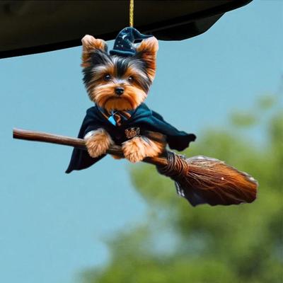 2D Flacher Acryl Auto Hängeanhänger - Niedliches Hunde-Design 0,37 cm Dünn Leicht Schlüsselanhänger Deko