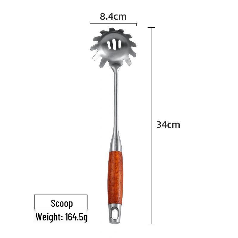 

Кастрюля из нержавеющей стали 304, Ложка, Половник, Набор посуды с термостойкой ручкой из массива дерева и Дуршлаг