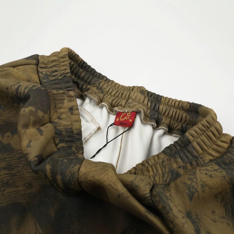 Mens Relaxed Fit Casual Shorts - Cotton Blend Breathable Loose Cut Elastic Waistband Camo Print Wear