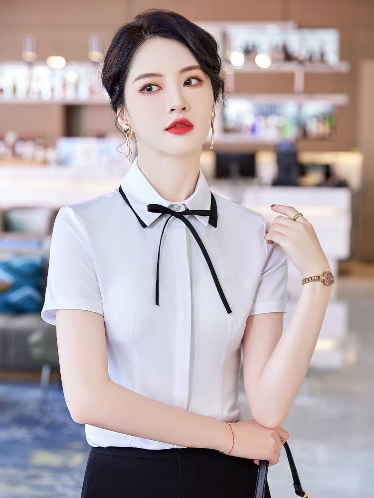 Women's Professional White Short-Sleeve Shirt - Spring/Summer 2026 Collection