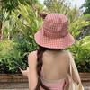 Japanese Style Women's Sun Protection Plaid Hat with Butterfly Knot - Wide Brim for a Slimmer Look