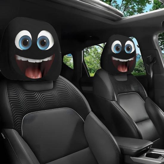 2Pcs Funny Cartoon Car Headrest Covers Easy Installation Car Seat Head Rest Protector