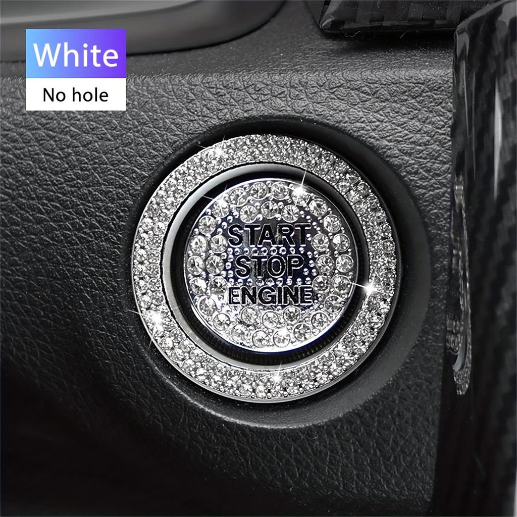 Set of 2 Car Start Button Stickers, Featuring a Rhinestone Ring Design for Decorative Purposes And, Ideal for Automotive Additions