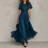 European and American women's clothing, kinked waist fly-sleeved long dress, elegant chiffon pendulum temperament banquet dress dress