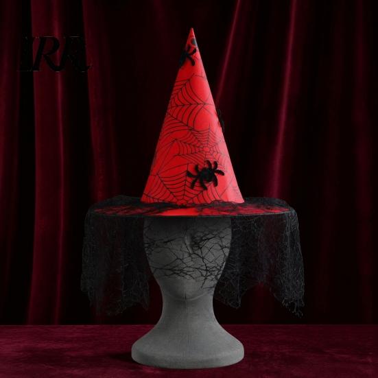 Costume Accessories for Carnival Nights Halloween Witch Hat, with Lace Mesh And Simulated Spiders, Gothic Style Holiday Photo Props Accessory, Parties