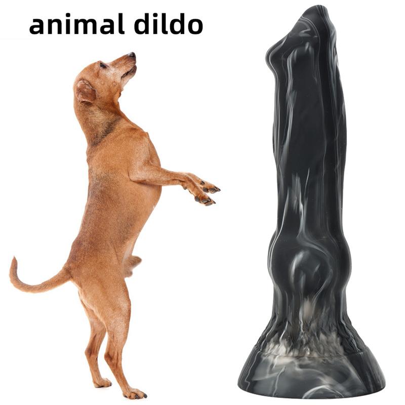 Dildo Pene di Cane Senza Uova Simulato Colore Misto per Donna Dispositivo di Masturbazione Corte Posteriore Grande Plug Anale Strumento di Espansione Anale