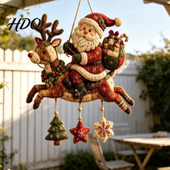 Handgefertigte Baumschmuck-Zubehörteile DIY Gesteppte Weihnachts-Windspiel-Bausätze Patchwork-Stoff Nähen Handwerk für Personalisierte Saisonale Wohnkultur Erwachsene,