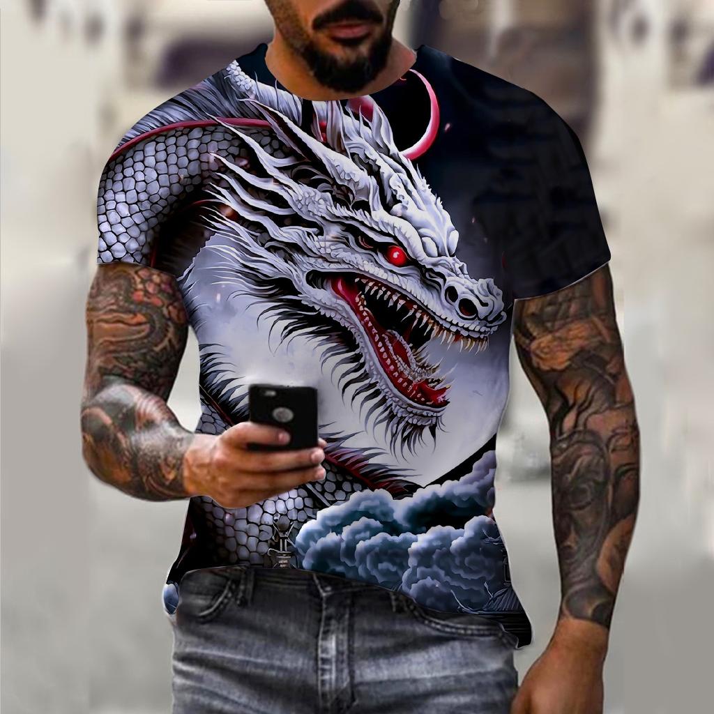 Men's T-Shirt For Men Clothing Unisex Dragon Graphic 3D Print Summer Top O-neck Short Sleeve Fashion Casual Tee Shirt Streetwear