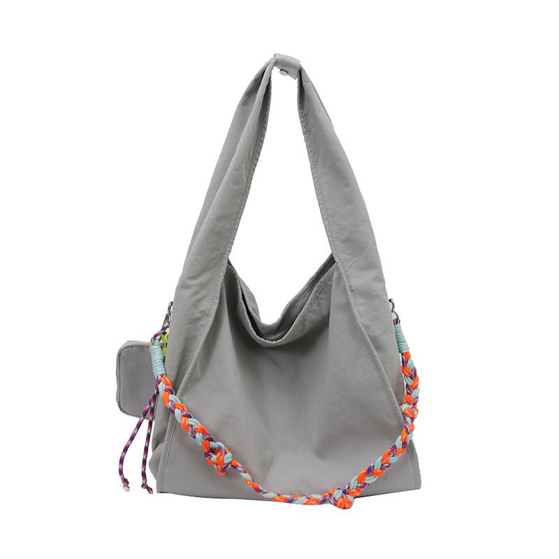 Trendy Nylon Crossbody Bag with Colorful Weaving, Large Capacity, Versatile as Tote, Shoulder, or Underarm Bag