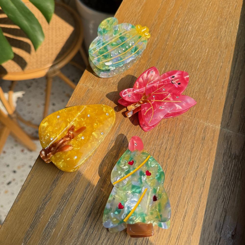Maple Leaves Christmas Hair Accessory Cactus Acetic Acid Shark Clip Funny Cartoon Hair Claw  Girls