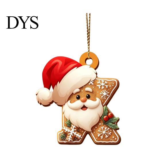 Reusable Acrylic Snowflake Berry Ornaments 2D Flat Christmas Ornaments, Gingerbread Letter Pendant with Santa Claus, Decorative Cookie Initial