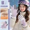 Three-Finger Touch Screen Waterproof Warm Cycling Gloves, Thickened for Cold Protection, Windproof for Electric Bikes, Women's Winter Motorcycle