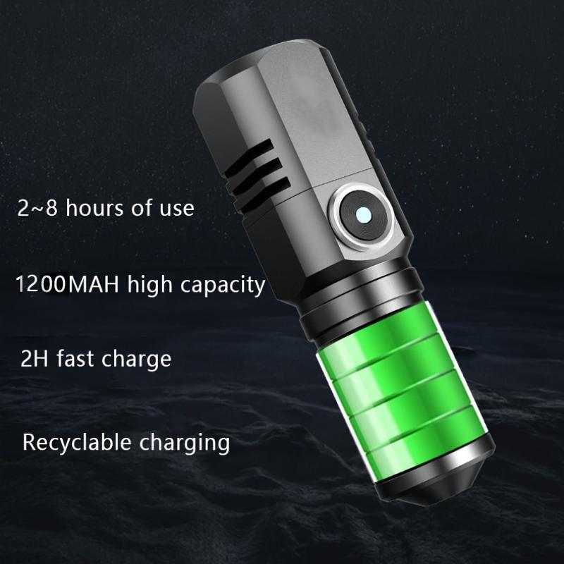 USB wiederaufladbare Taschenlampe Notbeleuchtung tragbar Erkundung Outdoor Camping IP65 wasserdicht Aluminiumlegierungsmaterial 3 Modi