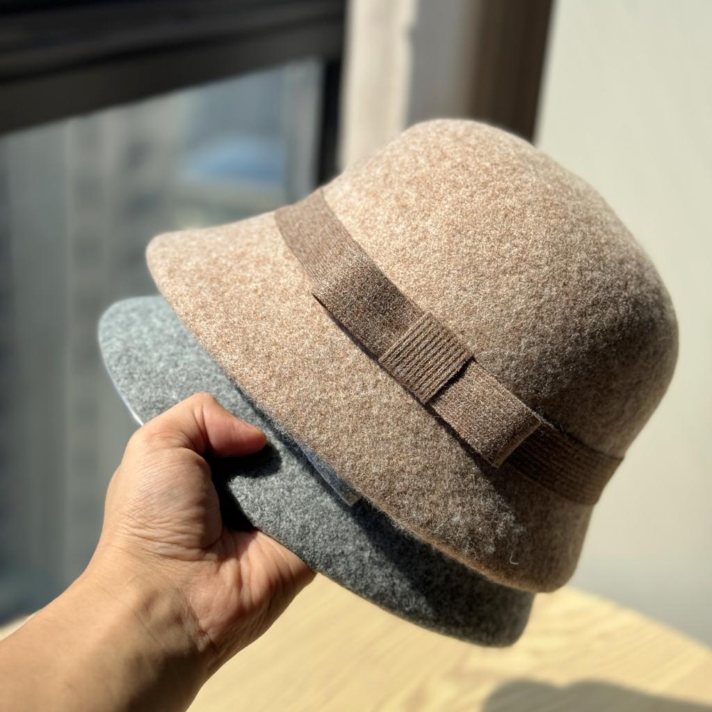 Neuer Fischerhut aus britischer Wolle für Damen Winter Modischer Tochterhut Gesicht Zeigender Kaschmir-Beckenhut Temperamenthut