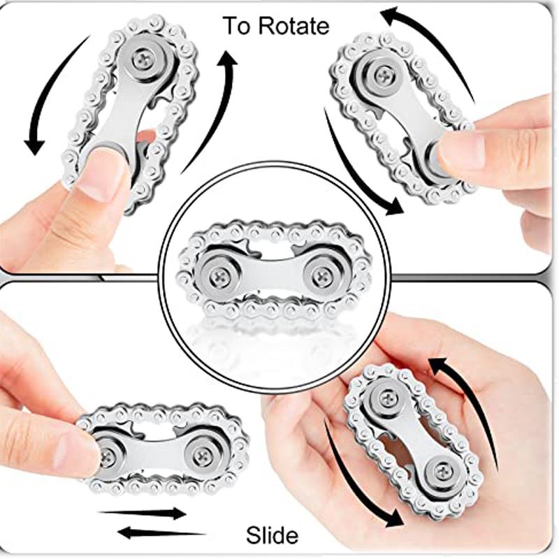 Metal Chain Spinner Fidgets Metal Flywheel Fingertip Gyro Toys Anti Stress DIY Repla Bicycle Chain Spiner Fidget Toys Kids