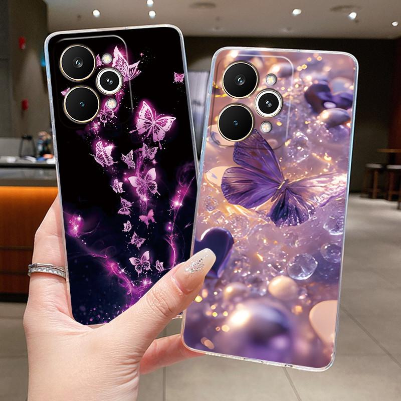 For Realme 15 Pro 15T 5G Elegant Flower Butterfly Bow Phone Funda Cover RMX5106 RMX5101 Soft Silicone Transparent TPU Jelly Case
