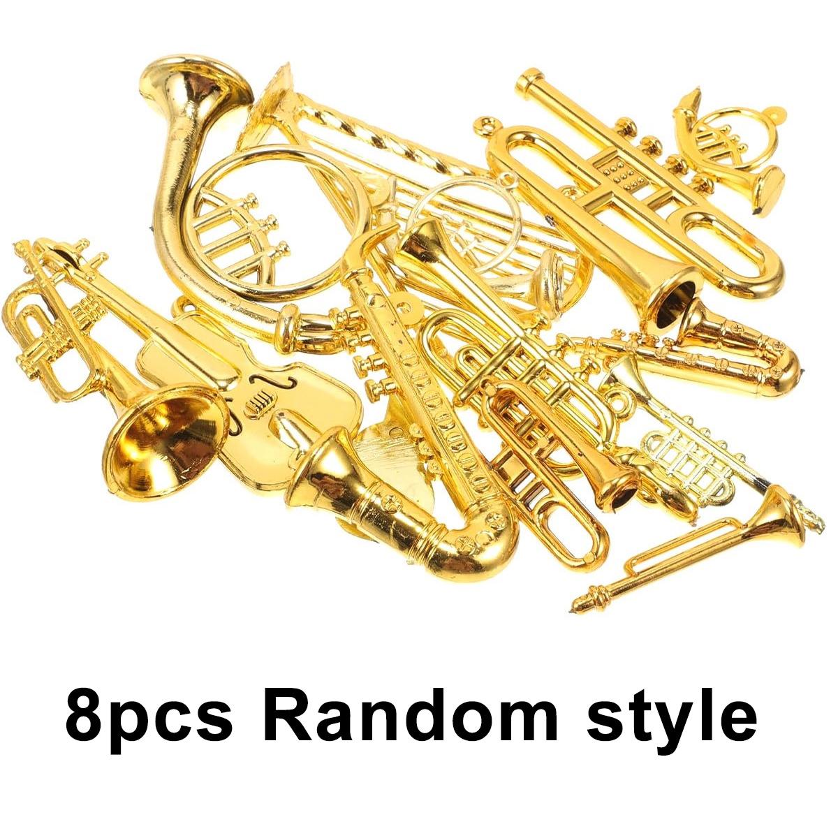 

8Pcs 2-7cm Mini Golden Musical Instrument Ornaments - Dollhouse Miniatures | Desktop Decor & Xmas Tree ZSY
