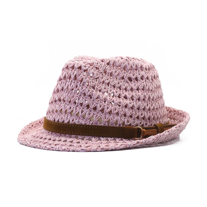 European and American Jazz Top Hat Men's and Women's Retro British Hollow Straw Hat Seaside Vacation Sunscreen Sunshade Sun Hat