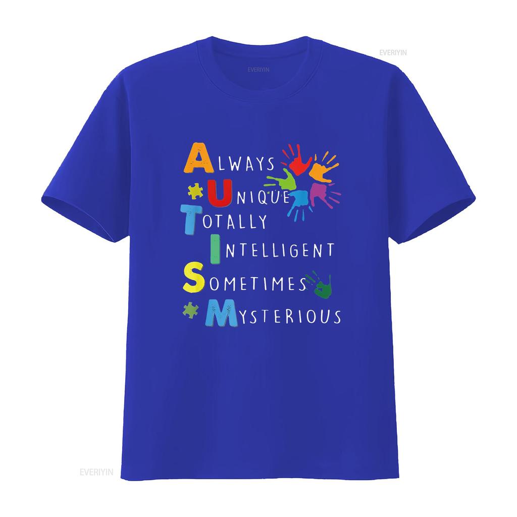 Autism Always Unique Totally Intelligent Sometime Mysterious T Shirt Vintage Washed Soft Homme Unisex Casual Stylish