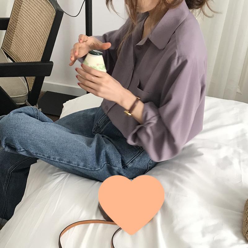2024 French Chic Women's Long Sleeve Lapel Shirt - Elegant Korean Style, Solid Color, Autumn Fashion