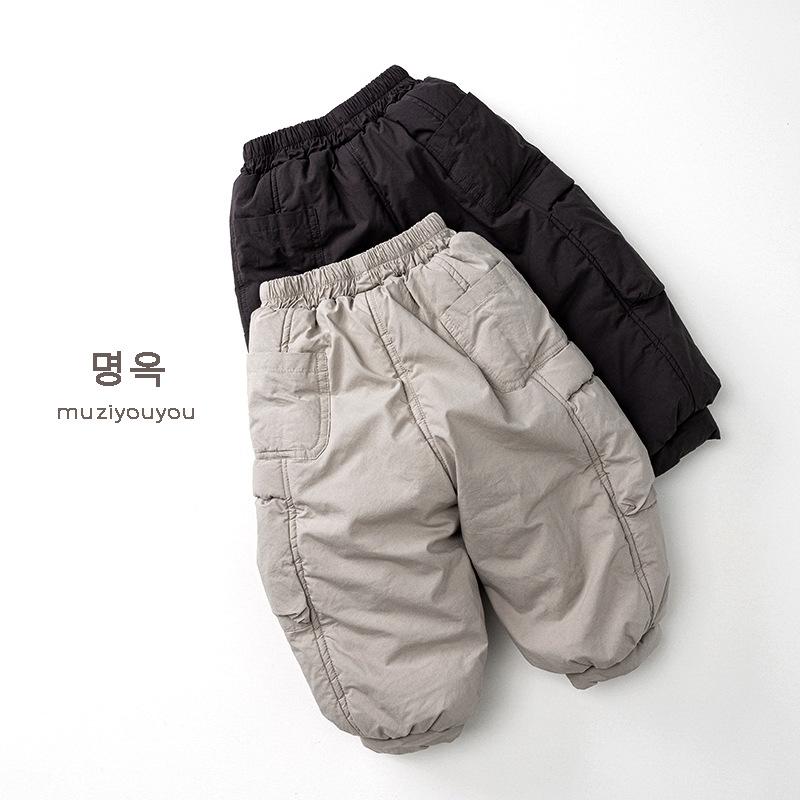 Kids Warm Thick Casual Solid Cotton Winter Pants For Unisex Children