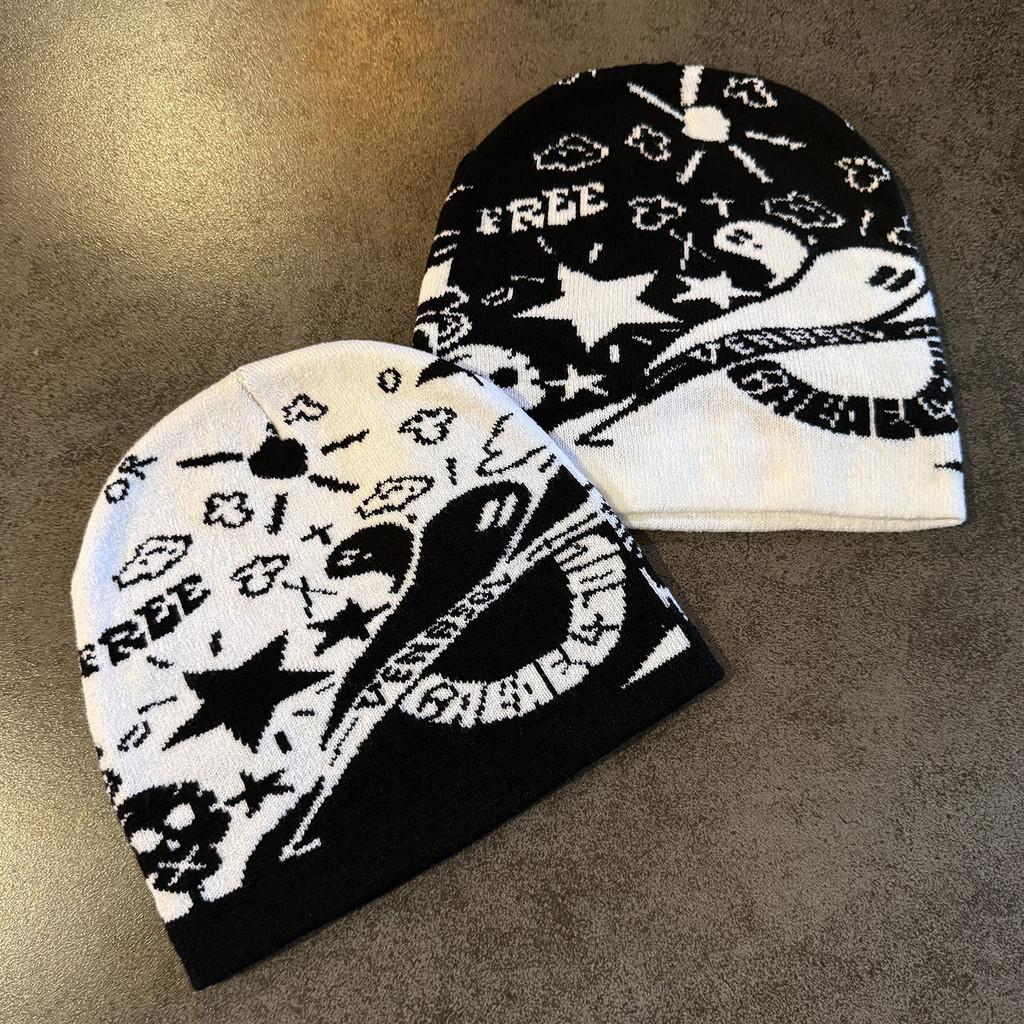 Halloween Skull Ghost Star Acrylic Wool Hat Trendsetting Design For Weather Cold