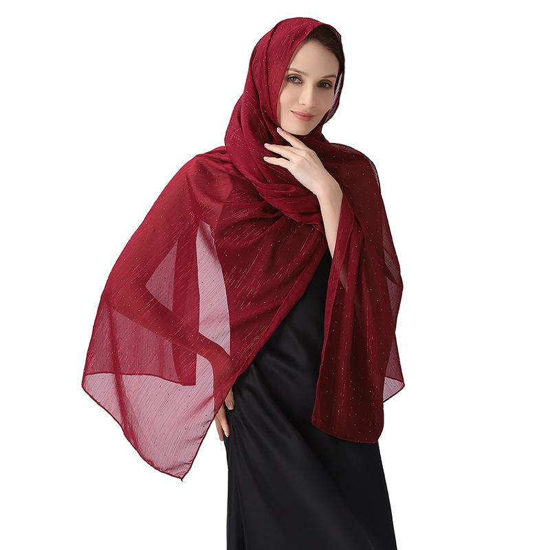 Șal elegant 70*200cm pentru femei Formal, Șifon transparent ușor, cu strasuri și fir argintiu