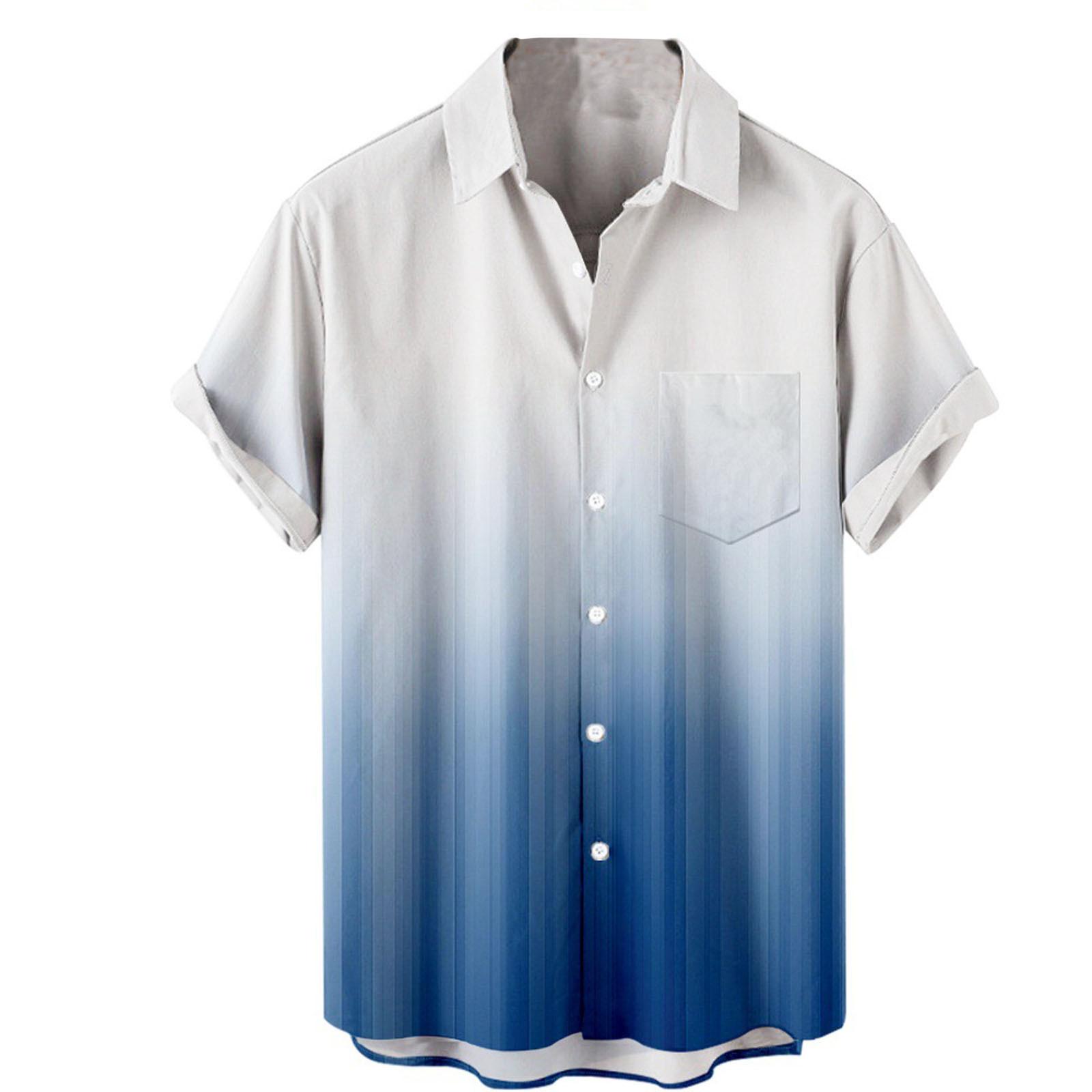 

Мужская повседневная пляжная праздничная одежда с отворотом и градиентом, мужская модная рубашка XXXXL