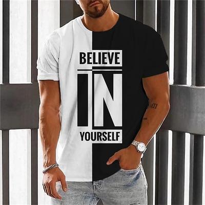 Καλοκαιρινό Color Block T-Shirt Ανδρικό με Στάμπα Γράμματα Καθημερινό Με Στρογγυλή Λαιμόκοψη Κοντομάνικο Φαρδύ Τοπ Unisex Μεγάλο Μέγεθος T-Shirts Ανδρικά Ρούχα 6XL