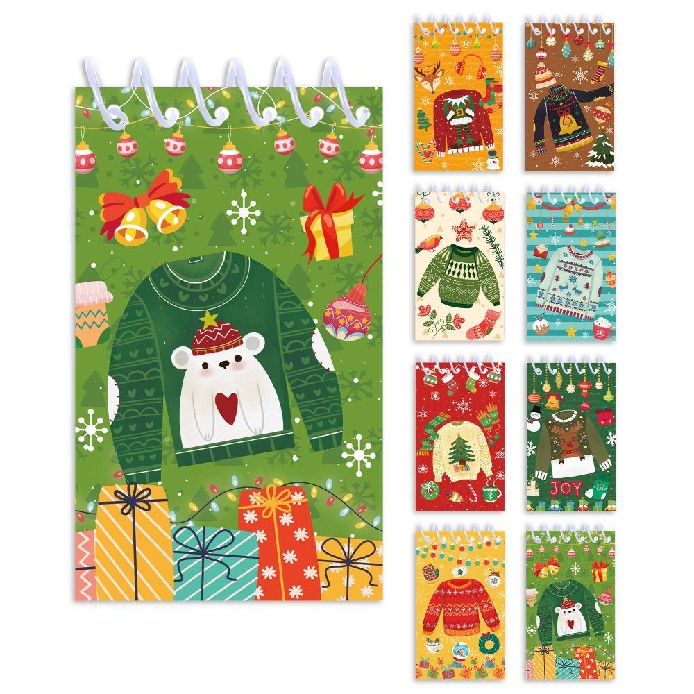 8PCS Coil Binding Santa Claus Notebook Mini Size Spiral Notebook Mini Notepads  Home Decorations