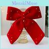 Flannel Red Bow Tree Topper With Embellished Star For Celebration Christmas
