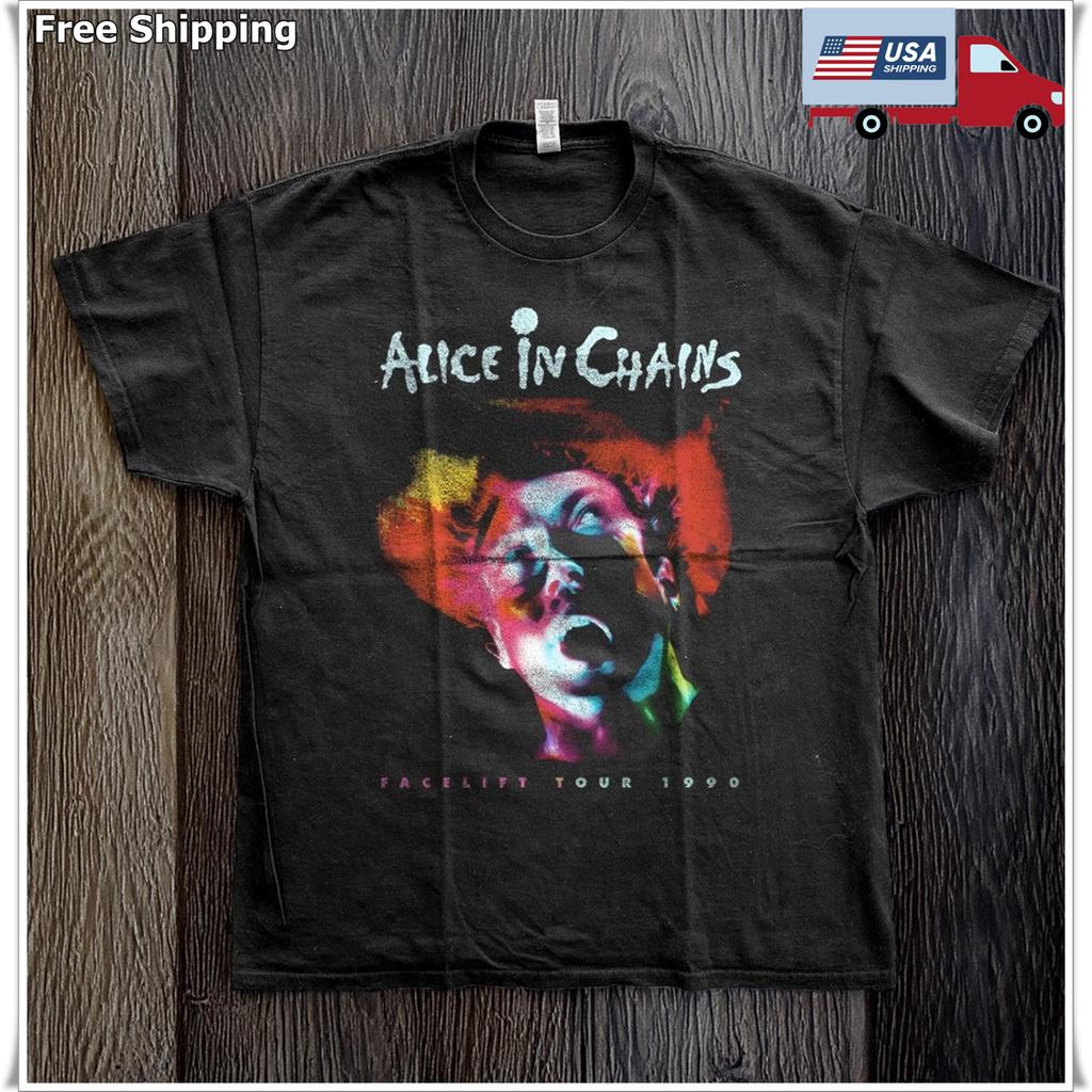 Alice in Chains Facelift Tour 90s Unisex Black Cotton T-shirt S-5XL