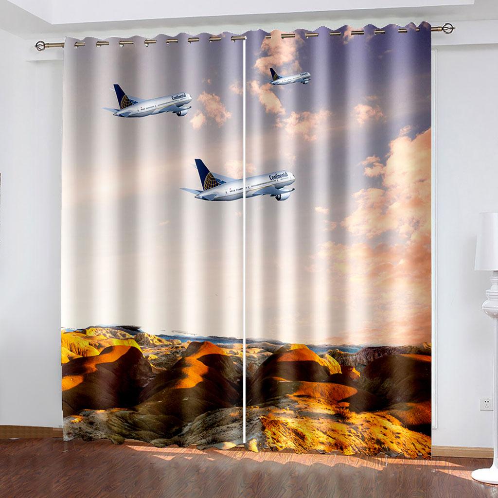 Airplane Blackout Curtains for Bedroom Living Room Thermal Insulated Aircraft Blackout Window Curtains Drapes Decor(2 Panels)
