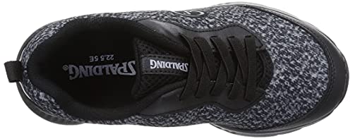 SPALDING Women's 5E JIN 3850 Wide-Waist Lightweight Walking Sneakers, Size 24.0 Cm, Black