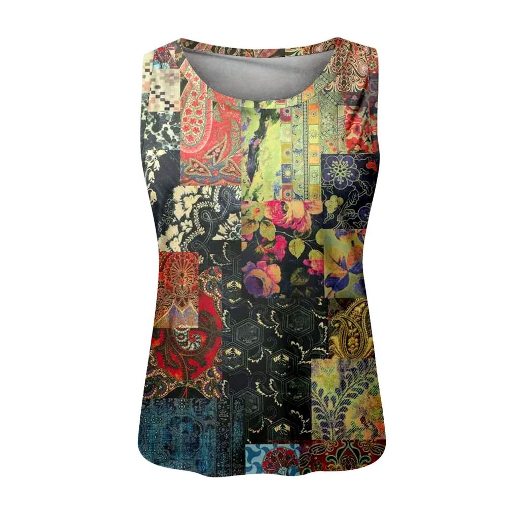 Women's Top Colorful Print Block  Top Stylish  Tank