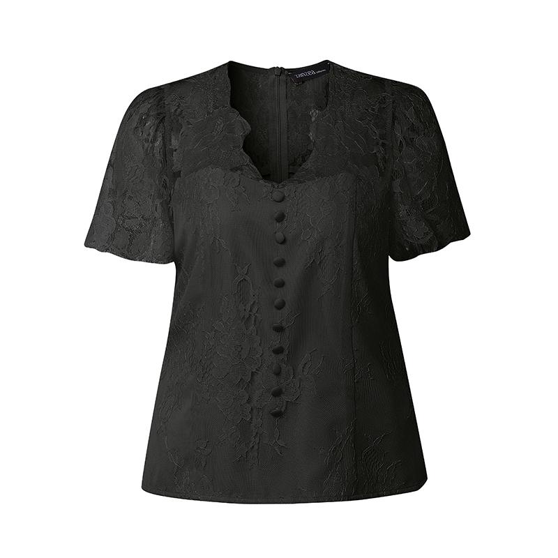 ZANZEA Women Lace Patchwork Summer Casual V-Neck Short Sleeve Blouse