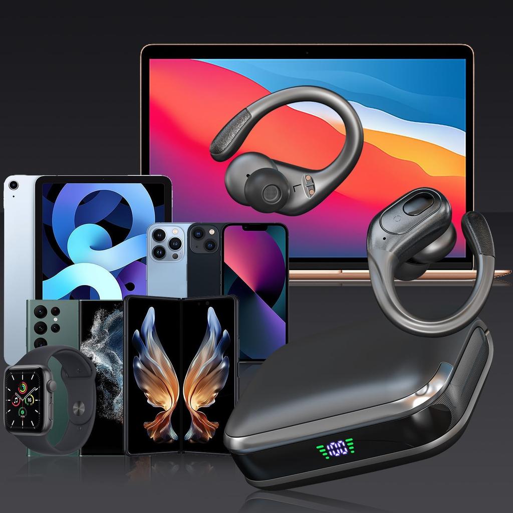 Wireless Bluetooth Sports Earphones with LED Power Indicator, 75 Hours Playtime, Noise Cancelling Headset, IPX7 Waterproof for Workouts and Running