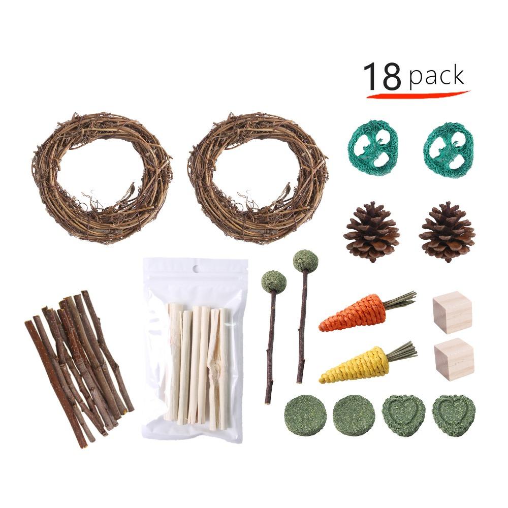 Bite Resistant Hamster Chew Toys Multi Piece Set Interactive Small Animal Toy Set Teeth Grinding Colorful Wooden Pet Toys