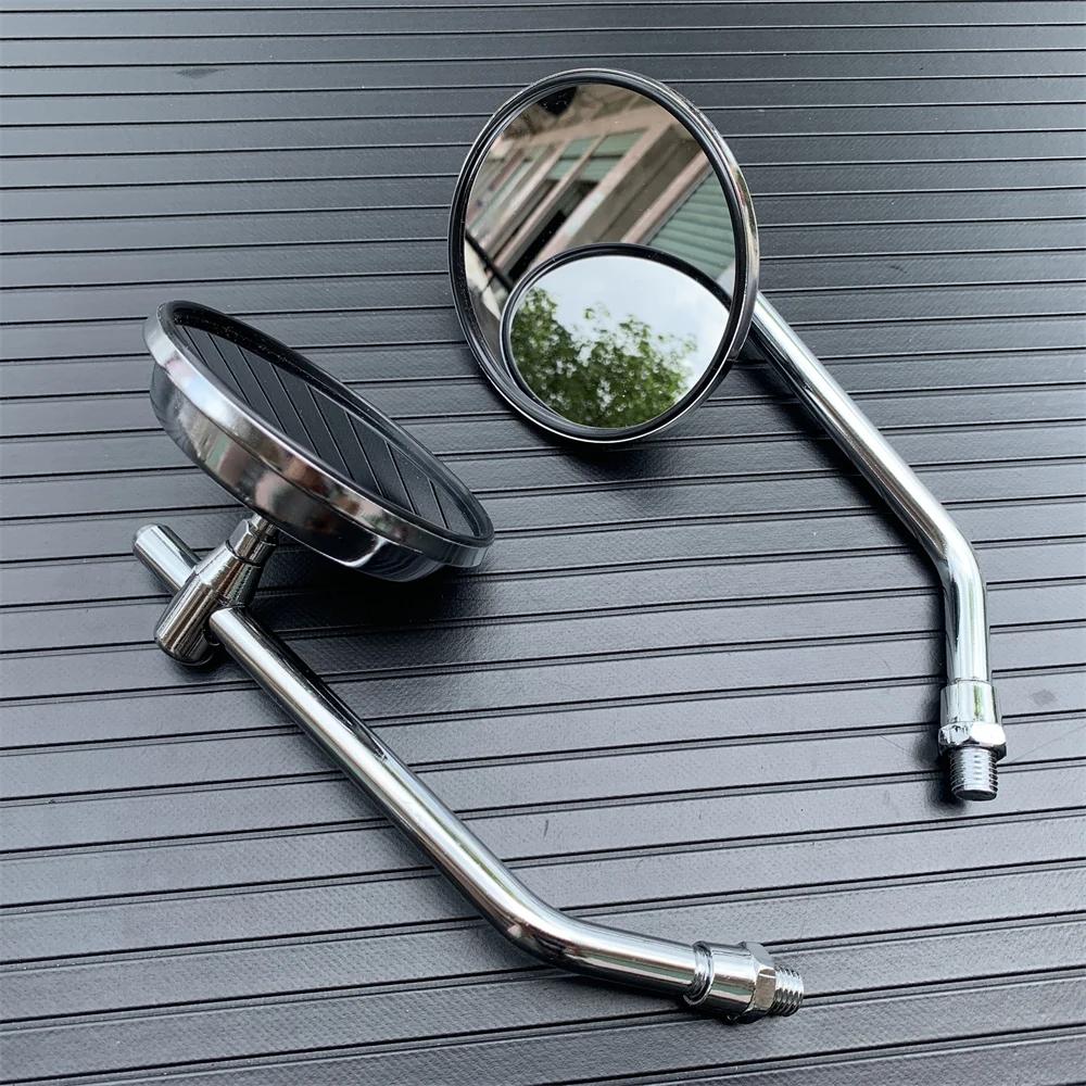 Motorcycle Rearview Side Mirror with 10mm Screws Universal Round  Retro Modified Motorbike Cafe Racer Rearview Mirrors