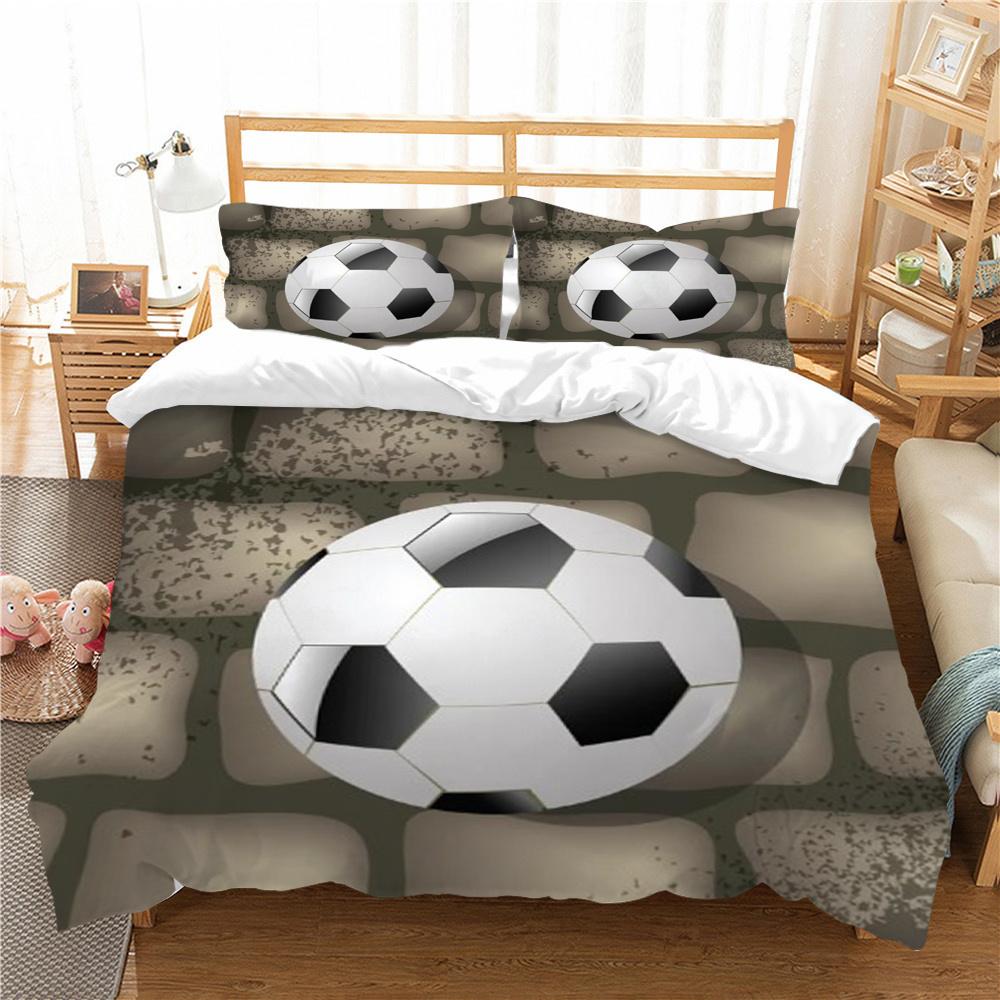 Garnitur Poszewek na Pościel z Nadrukiem 3D Piłki Nożnej Domowa Pościel Queen King Size Chłopiec Mężczyzna Nastolatek Dzieci Luksusowy Zestaw Poszewek na Kołdrę